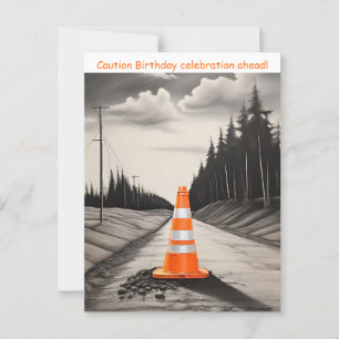 Cartão Postal Cone de tráfego laranja e branco aviso de aniversá