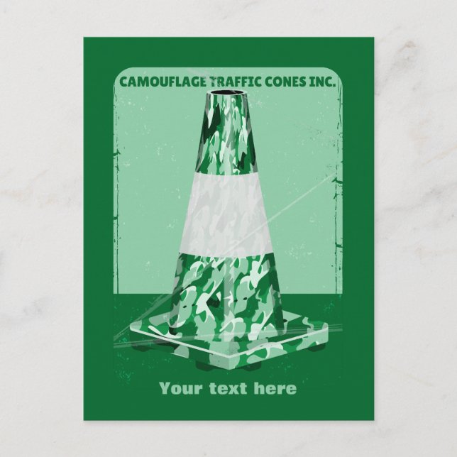 Cartão Postal Cone de trânsito engraçado com cone de Camouflard (Frente)