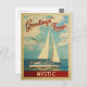 Cartão Postal Conexão de Viagens vintage de veleiro místico (Frente/Verso)