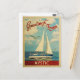 Cartão Postal Conexão de Viagens vintage de veleiro místico (Frente/Verso In Situ)