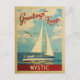 Cartão Postal Conexão de Viagens vintage de veleiro místico (Frente)