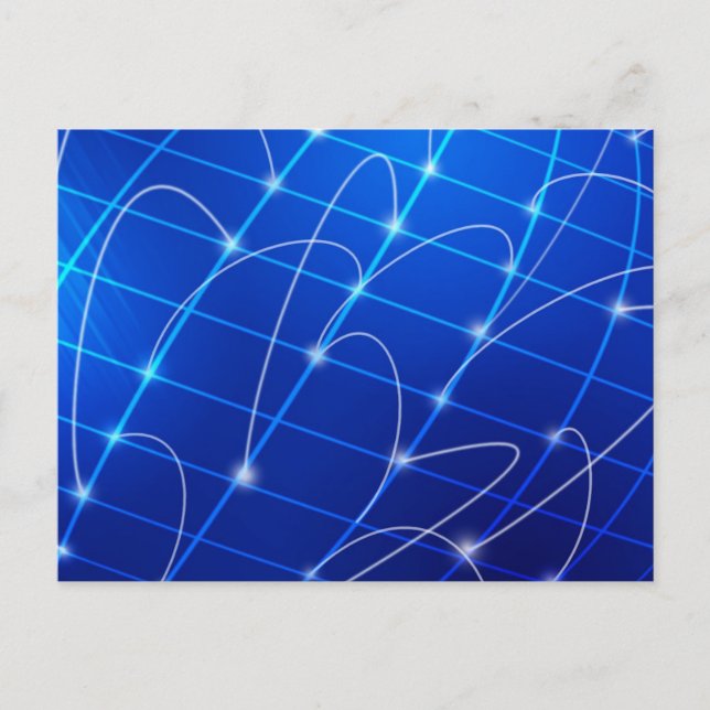 Cartão Postal Conexões de rede azul e branca (Frente)