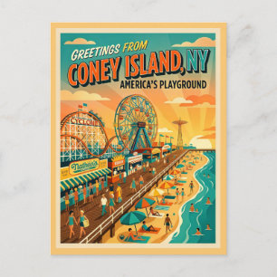 Cartão Postal Coney Island NY O Parque de Diversões da América