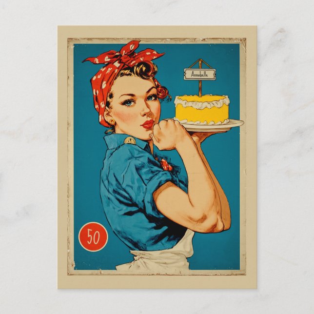 Cartão Postal Confeiteira Retro Pin-Up (Frente)
