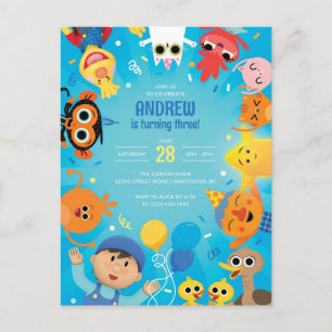 Cartão Postal Confetes de Personagens Super Simples de Aniversár