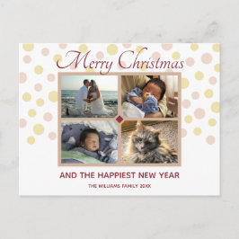 Cartão Postal Confetti Burgundy Tan Cute 4 Foto Natal