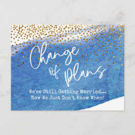 Cartão Postal Confetti e Blue Change of Plan Postponds