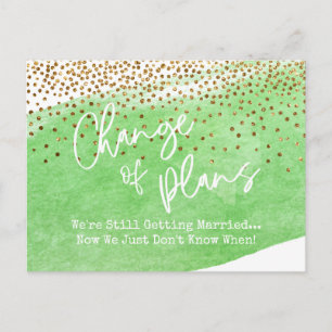 Cartão Postal Confetti & Green Change of Plan Postponds