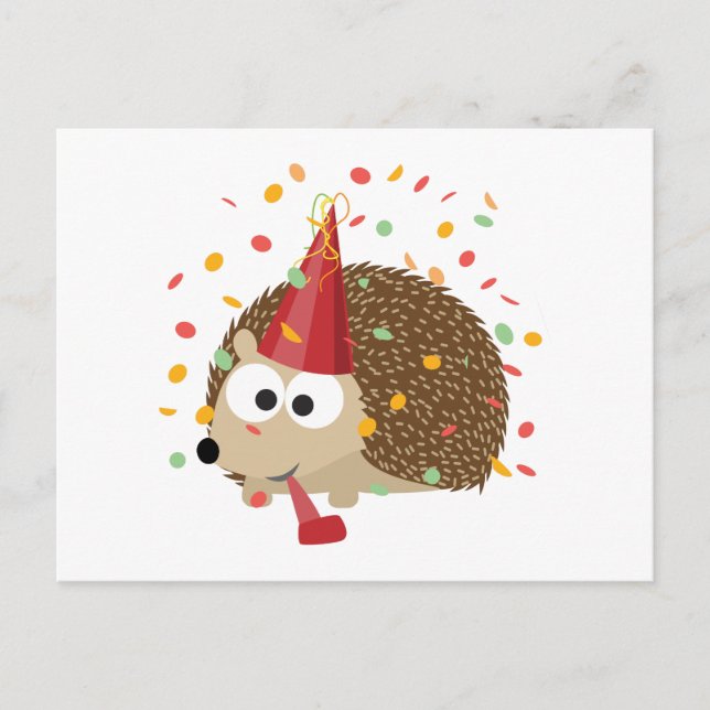 Cartão Postal Confetti Party Hedgehog (Frente)