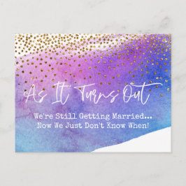 Cartão Postal Confetti & Watercolor Sassy Adiou Casamento