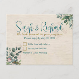 Cartão Postal Confirmação de Presença Casamento Blush & Sage com