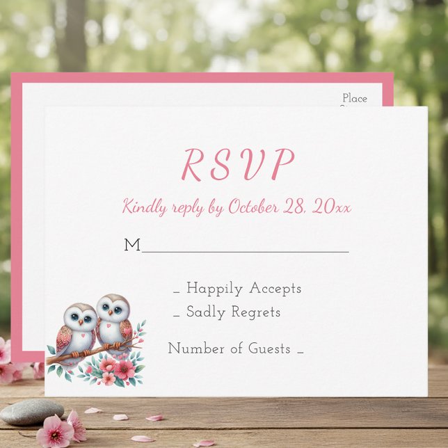 Cartão Postal Confirmação de Presença Casamento Boho Coruja Flor (Criador carregado)
