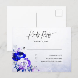 Cartão Postal Confirmação de Presença para Casamento Azul Real e
