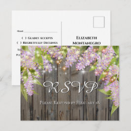 Cartão Postal Confirmação de Presença para Casamento com Lilases