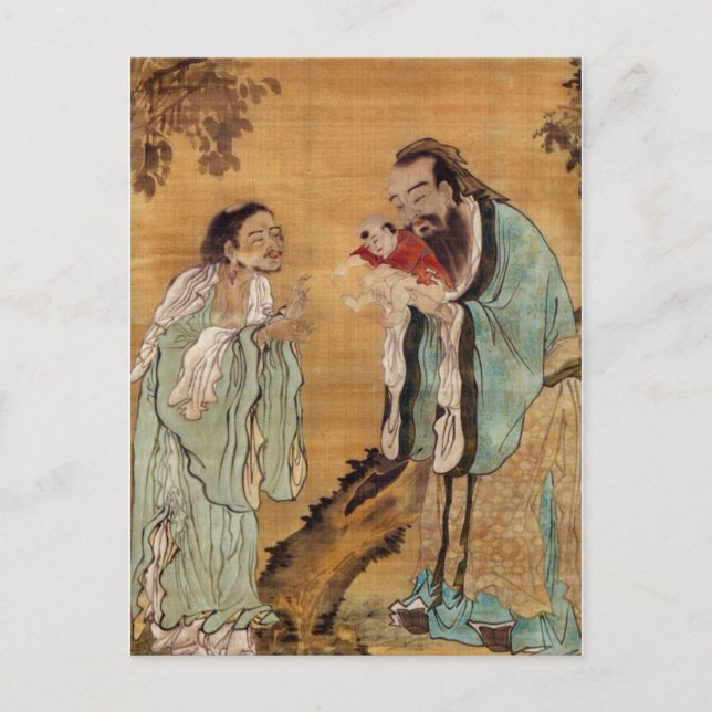 Cartão Postal Confucius apresentando buda a Laozi (Frente)