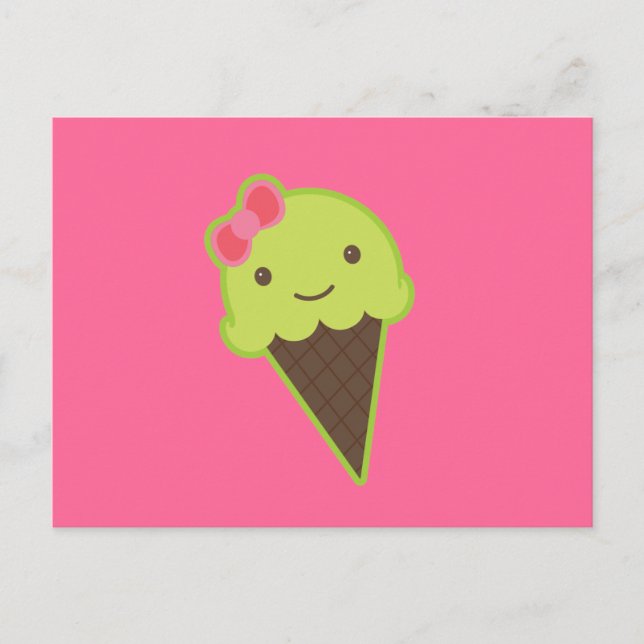 Cartão Postal Congelado Kawaii em um Cone (Frente)