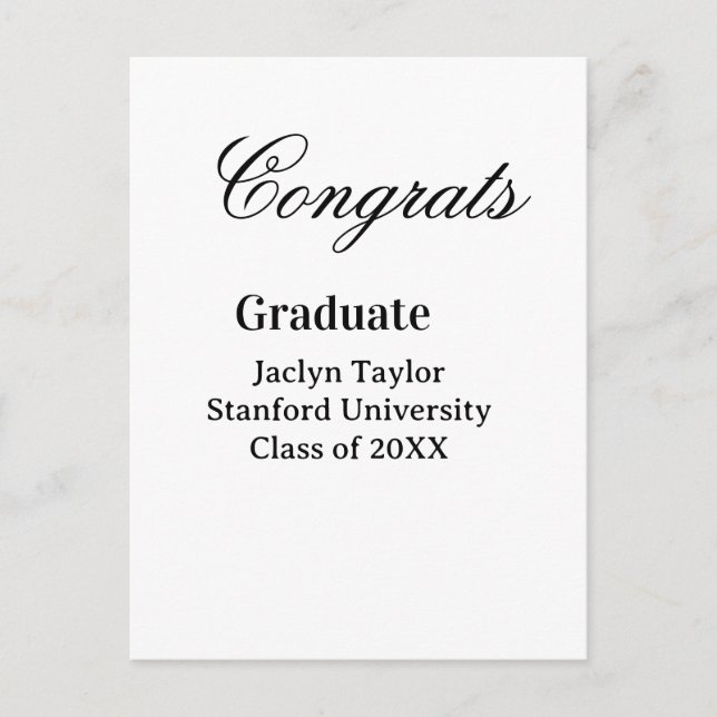 Cartão Postal Congrats graduation name university name class of  (Frente)