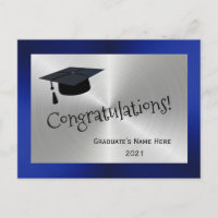 Congratulações pela Formatura com Boné Azul Prata 