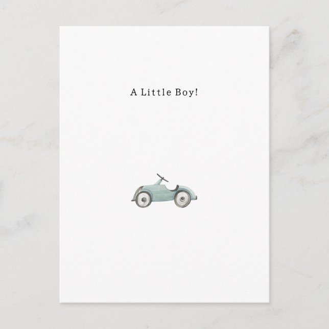 Cartão Postal Congratulations Blue Car New Baby Birth Card (Frente)