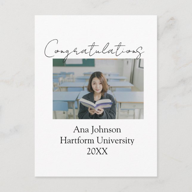 Cartão Postal Congratulations photo graduate name university yea (Frente)