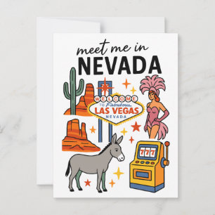 Cartão Postal Conheça-me em Nevada Showgirl de Burro de Las Vega