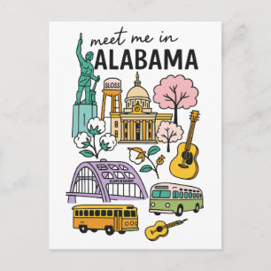 Cartão Postal Conheça-me no Alabama Ícones de Viagem