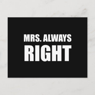 Cartão Postal Conjunto De Casais Engraçado Da Sra. Always Right