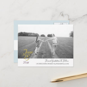 Cartão Postal Conjunto de Casamento Bouquet Azul-Teal Save The D