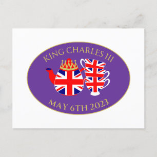 Cartão Postal Conjunto de Chá King Charles III Coroação Union Ja