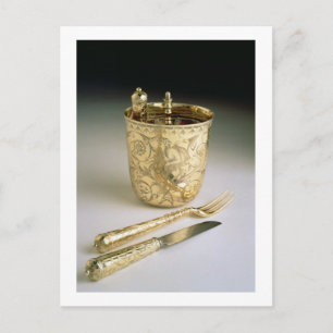 Cartão Postal Conjunto de facas, garfo, colher e copo,