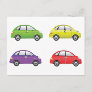Cartão Postal ConjuntoDeQuatroCarrosVetor1 CARROS DE DESENHOS AN