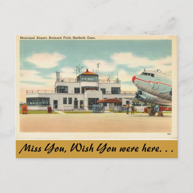 Cartão Postal Connecticut, Aeroporto Municipal de Hartford (Frente)