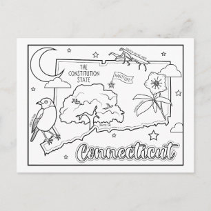 Cartão Postal connecticut colorir colagem