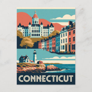 Cartão Postal Connecticut EUA Costa Histórica de New England Via