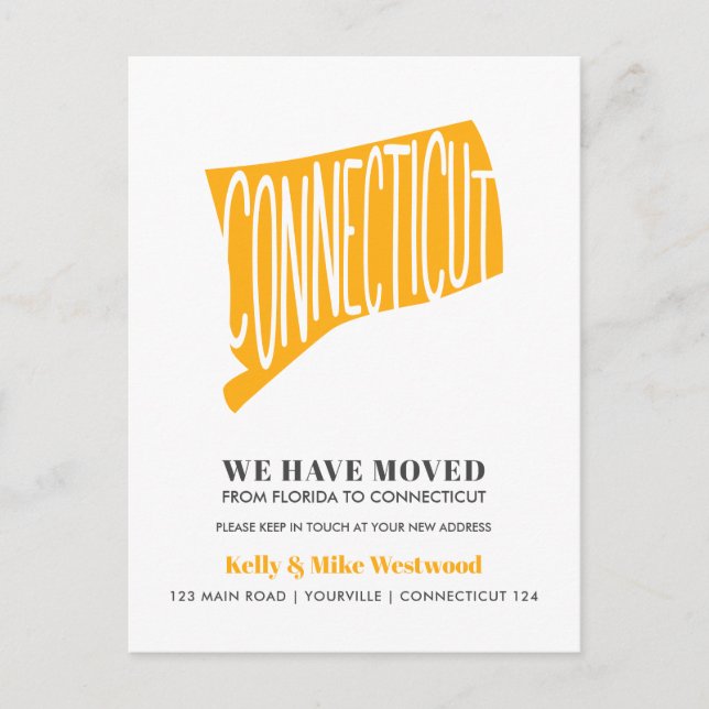 Cartão Postal CONNECTICUT Mudamos Novo endereço Nova Casa  (Frente)