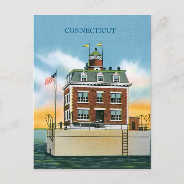 Cartão Postal Connecticut New London Ledge Light (Frente)