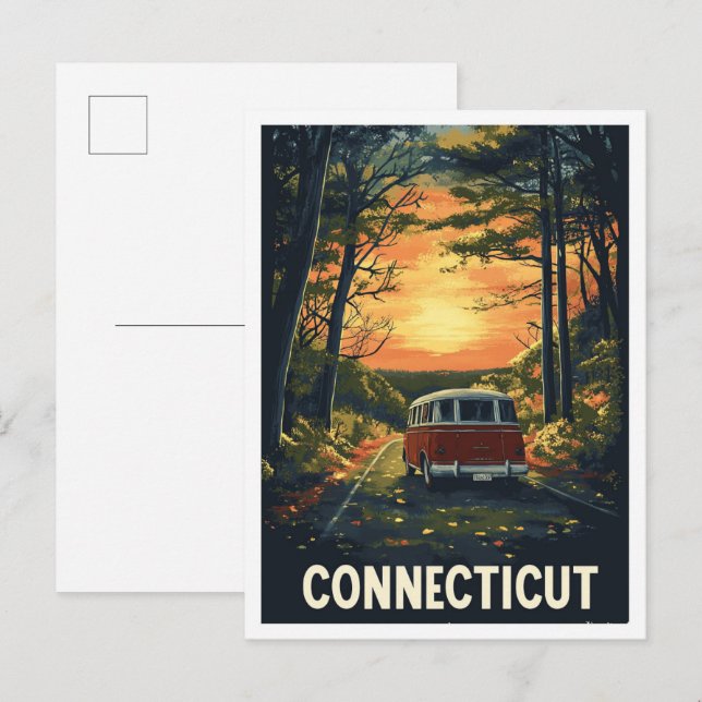 Cartão Postal Connecticut USA Art Viagens vintage (Frente/Verso)