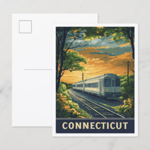 Cartão Postal Connecticut USA Vintage Illustration Viagem