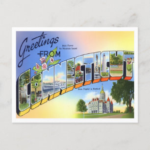 Cartão Postal Connecticut Vintage - Letras Grandes