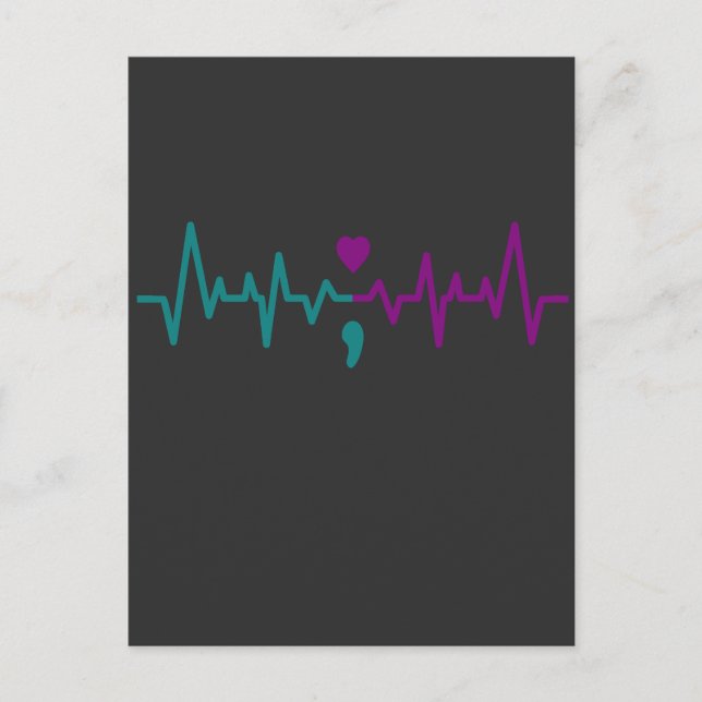 Cartão Postal Consciência da Prevenção do Suicídio Pulso Cardíac (Frente)