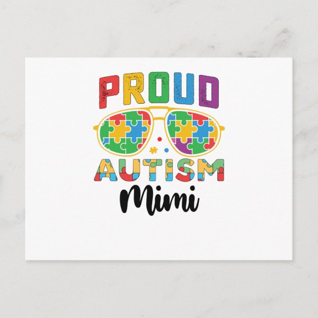 Cartão Postal Consciência de Mãe Mimi Orgulhosa Autismo (Frente)