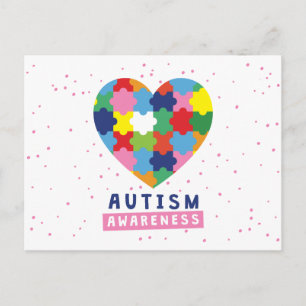 Cartão Postal consciência rosa sobre autismo