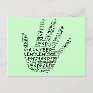 Cartão Postal Conscientização de Voluntários: Dê uma Mãozinha
