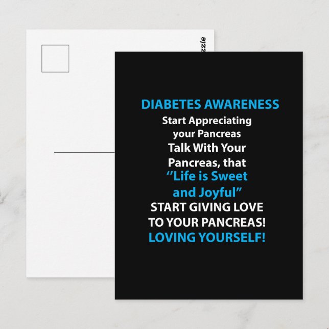 Cartão Postal Conscientização sobre Diabetes (Frente/Verso)