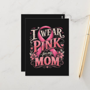 Cartão Postal Conscientização sobre o Câncer de Mama Eu Uso Rosa