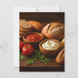 Cartão Postal Conselho de madeira russa com queijo de pães artes