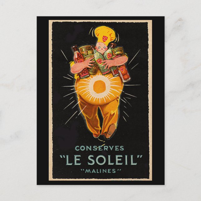 Cartão Postal "Conserva: Le Soleil" Publicidade em Vintage (Frente)