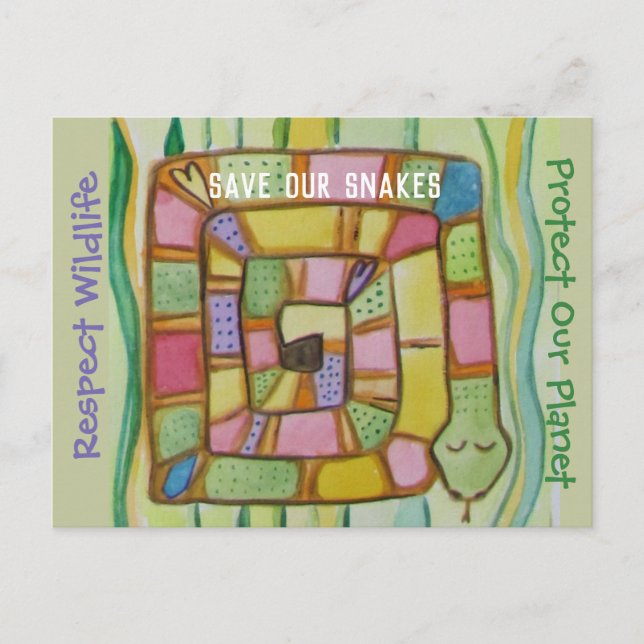 Cartão Postal Conservação de cobra - Salve nossos Cobras (Frente)