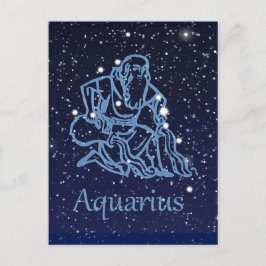 Cartão Postal Constelação de Aquarius e Sinal de Zodíaco com Est