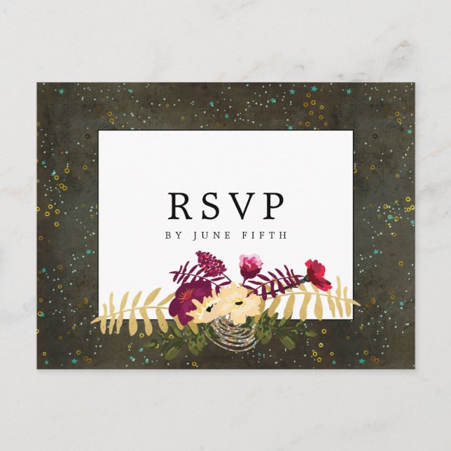 Cartão Postal Constelação de Estrelas de Prata Douradas de Quadr (Frente)